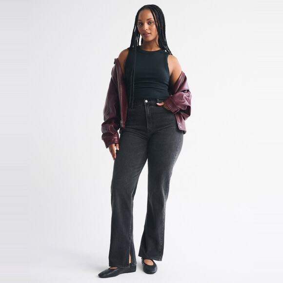 Abercrombie & Fitch Curve Love Ultra High Rise 90s Straight Jeans sz 26 Vent Hem - Picture 4 of 16